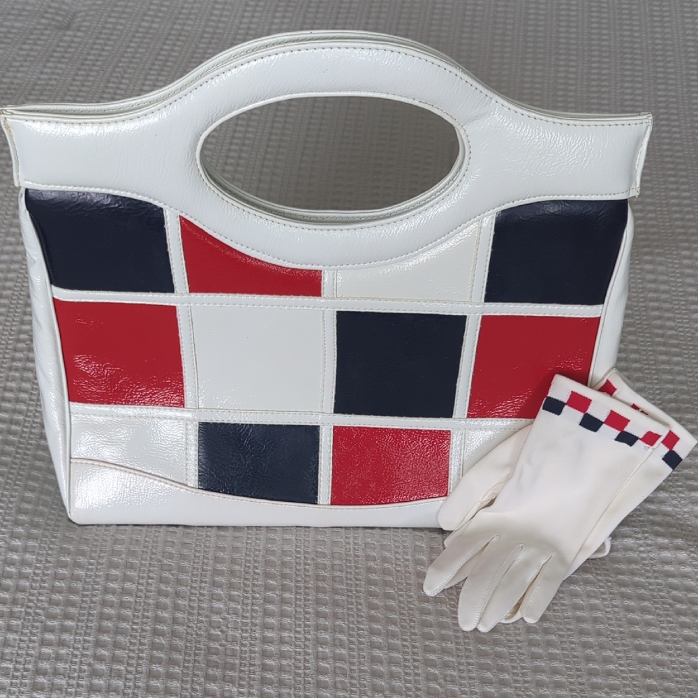 Stylish White and Red Handbag